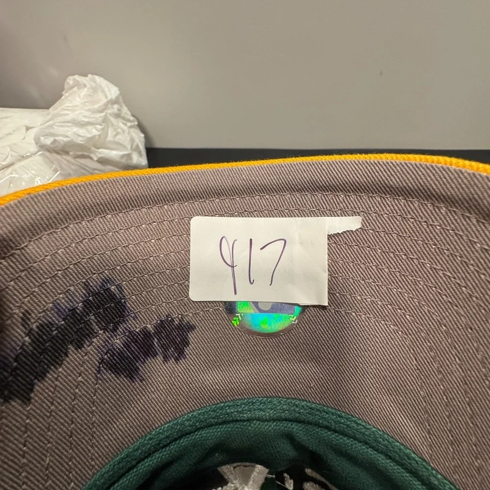 Vintage Oakland A's Hat Cap Green Gold Strap Back Twins Enterprise MLB Baseball